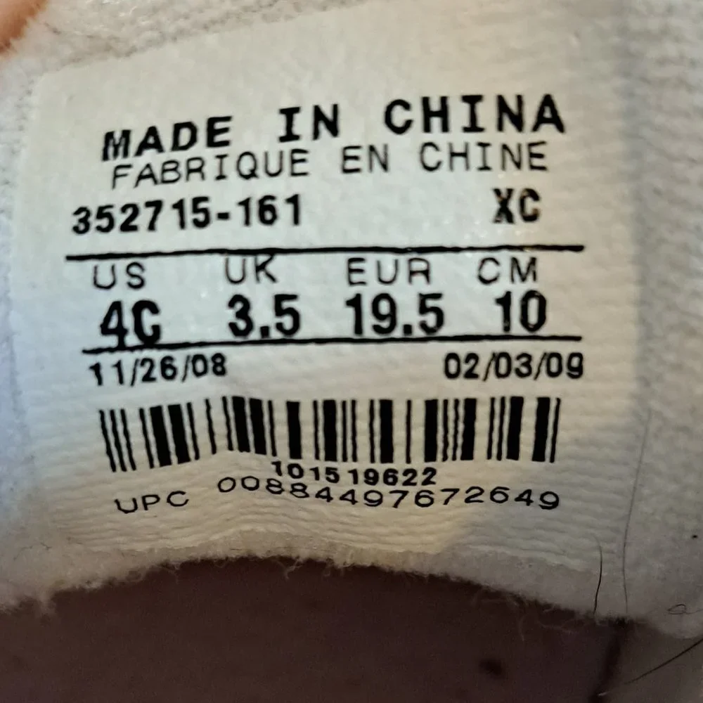 Jordan Baby Infant Girl's Hook and Loop Sneakers Pink and White Size 4C